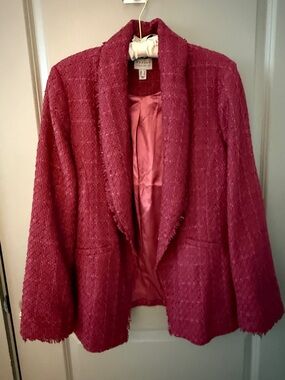Susan Graver Pink Bouclé Open-Front Jacket